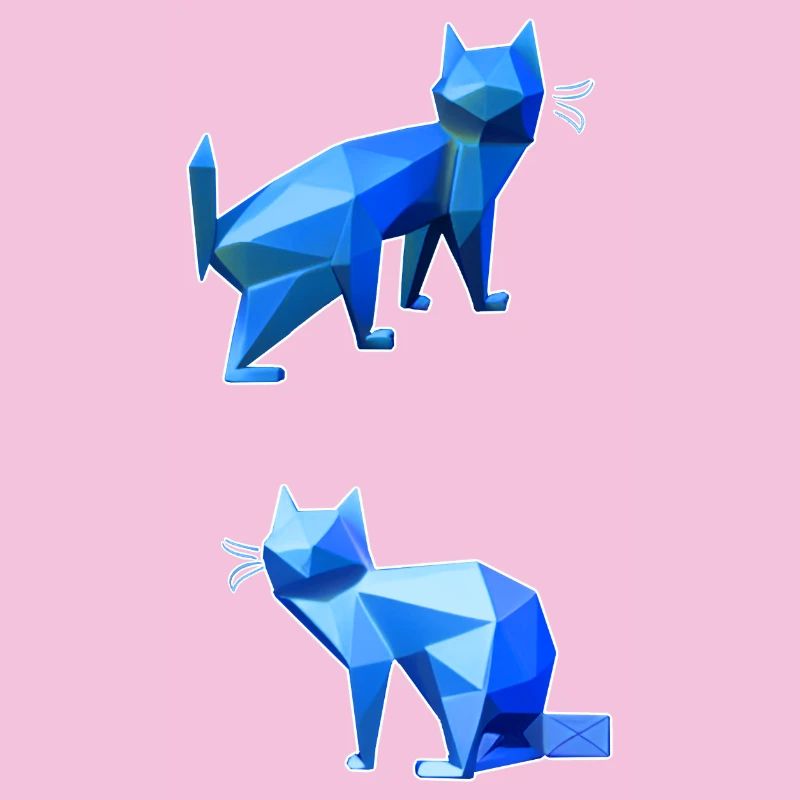 Blaues Polygon-Katzen-Duo