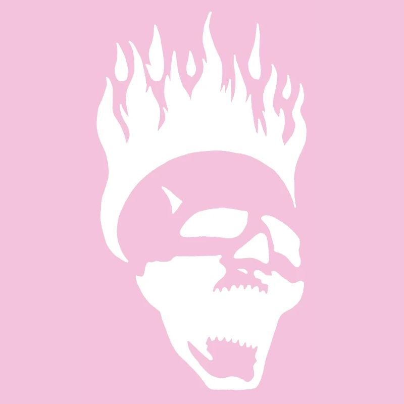 Flammender schreiender Schädel (weiß)