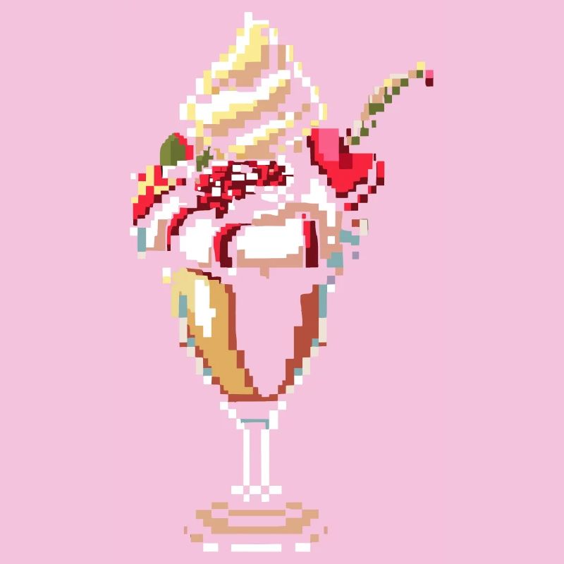Ice cream sundae pixel graphic