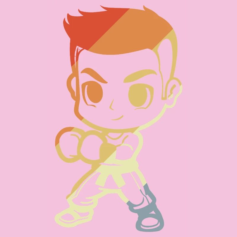 Kickboxer Junge Cartoon