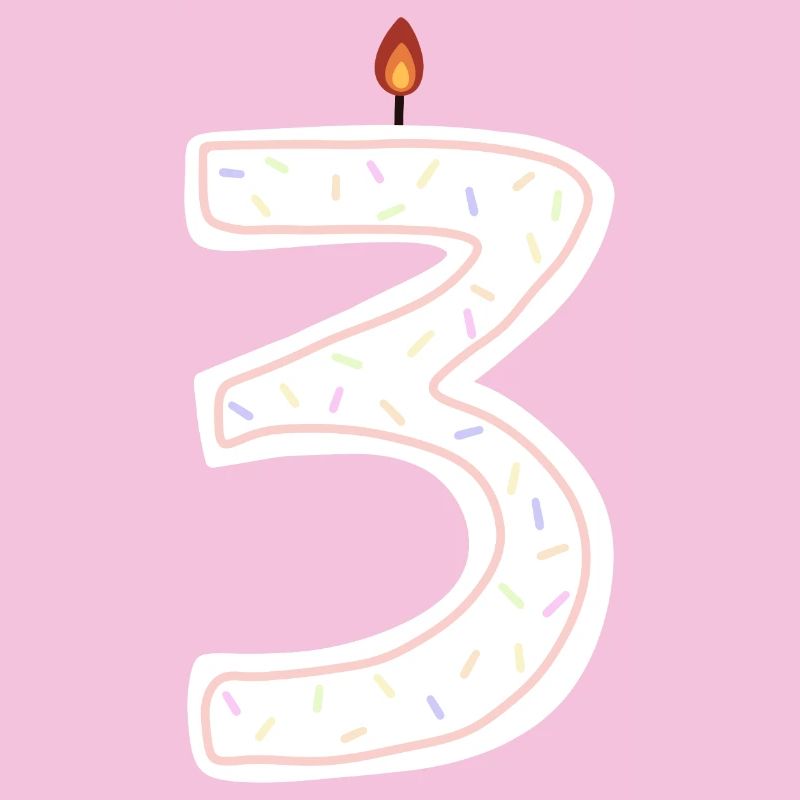 Festliche Geburtstagskerze Nummer 3 Design
