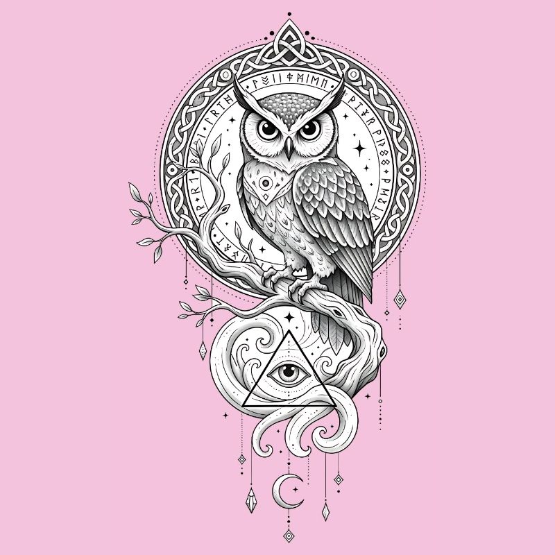 Mandala du Oiseau de Nuit avec le Symbole du Triangle