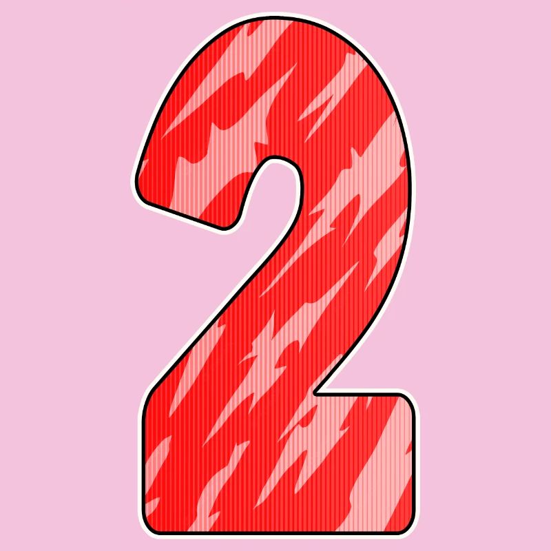 Two - 2 - Number Number Red Pattern