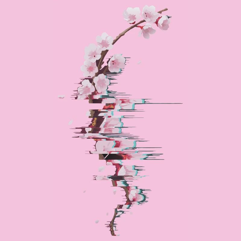 Branche moderne de Fleurs de cerisier glitch