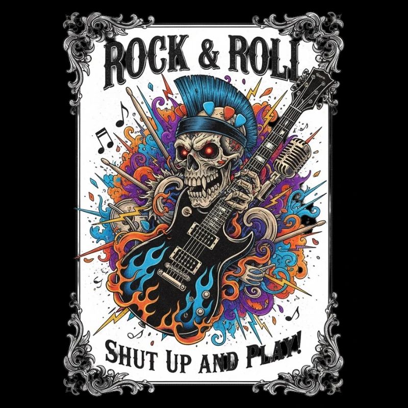 Crâne Rock &amp; Roll avec guitare