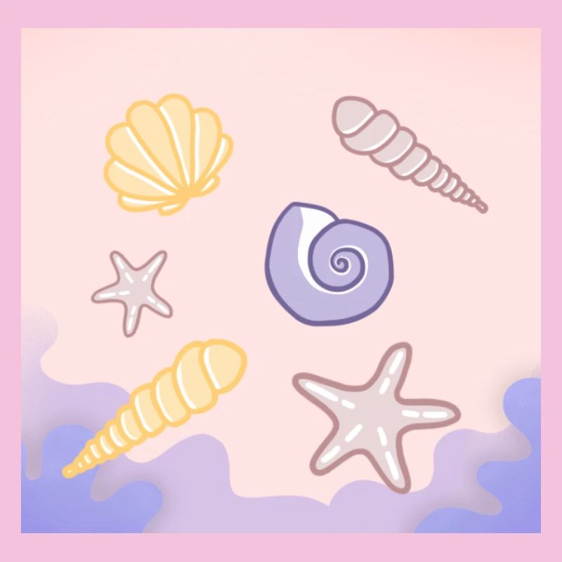 Pastel Sea Shells Starfish