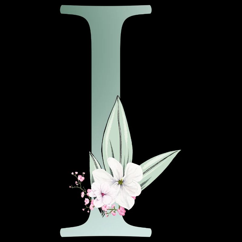 I Monogramm, Floral, personalisierbar