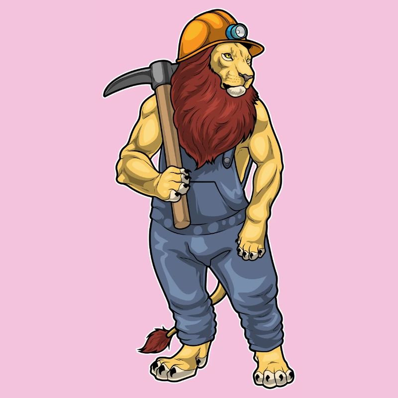 Lion Miner Pickaxe Mining