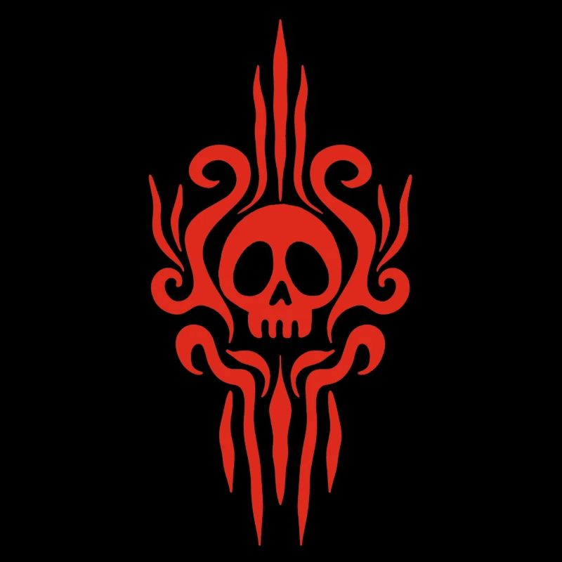 Red skull and tattoo