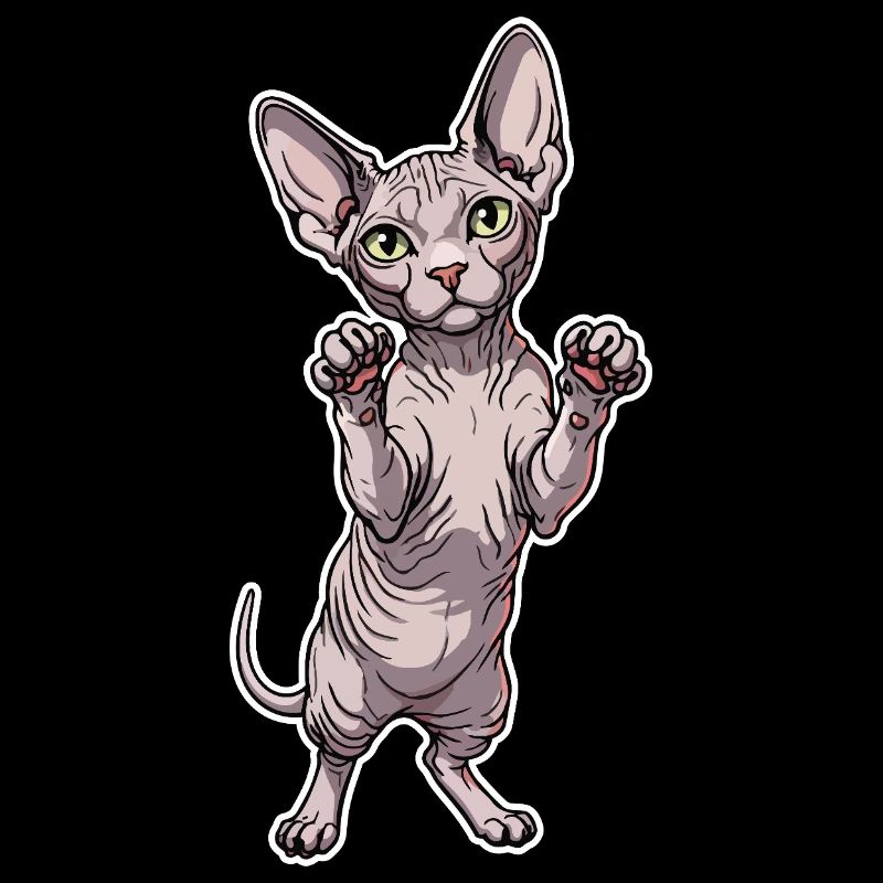 Chat Sphynx Mignon Posture Debout Portrait