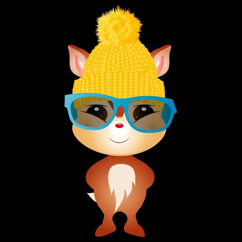 mignon petit cerf avec chapeau à bobble et lunettes