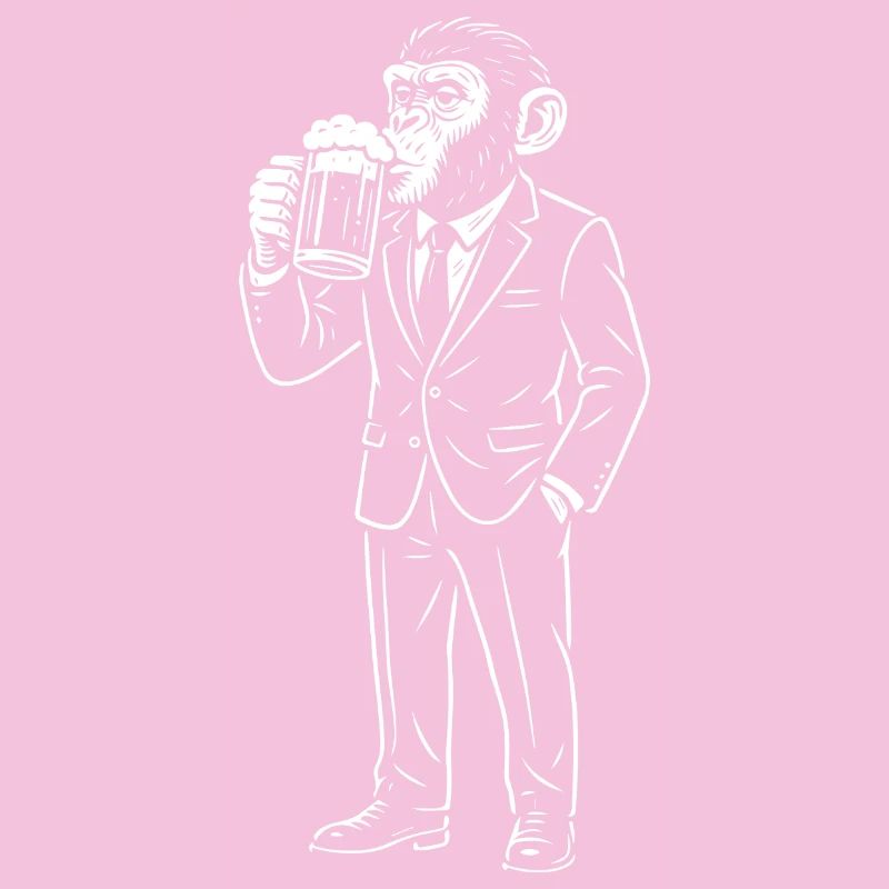 Chimp in a Suit Drinking Beer