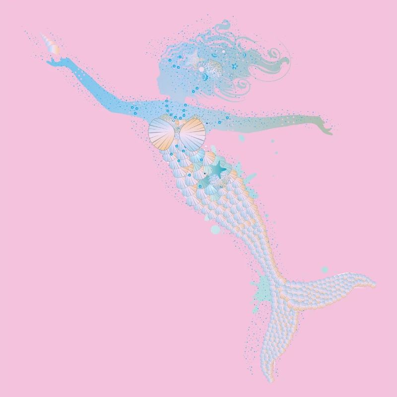playful mermaid in cool pastel colors