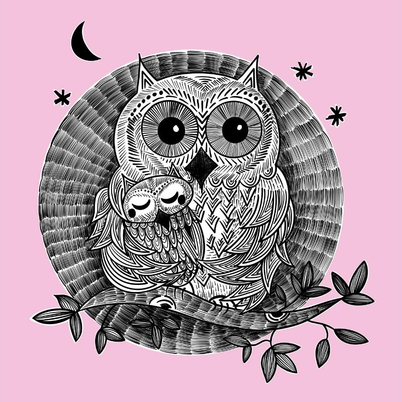 Owls illustration black and white