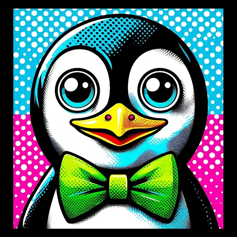 Pingouin avec noeud papillon Pop Art