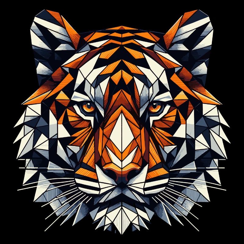 Bunter, geometrischer Tiger Kopf- Polygonen Motiv