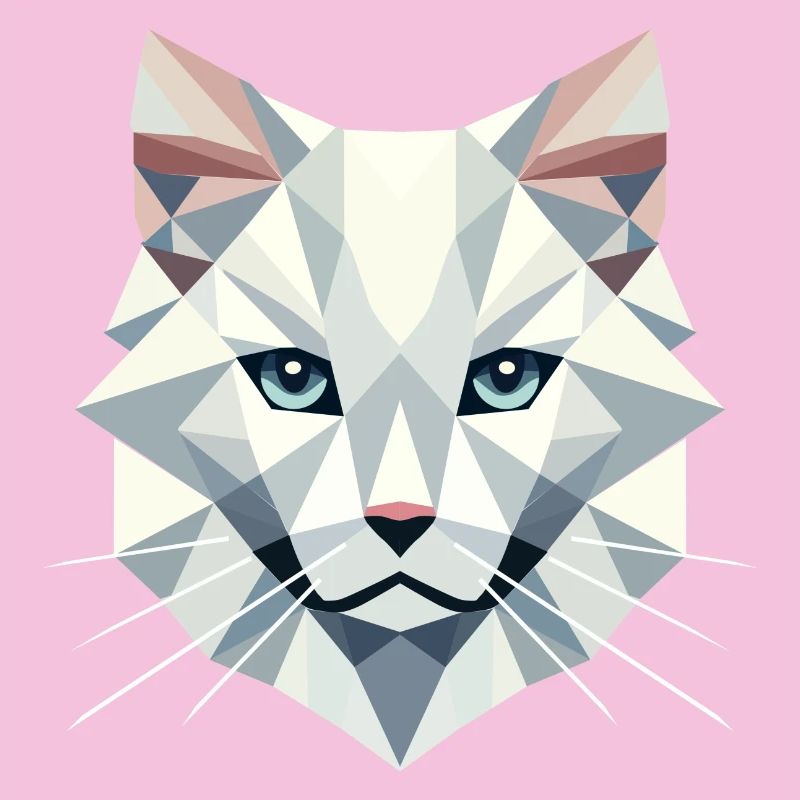 Geometric elegance: White cat in facets