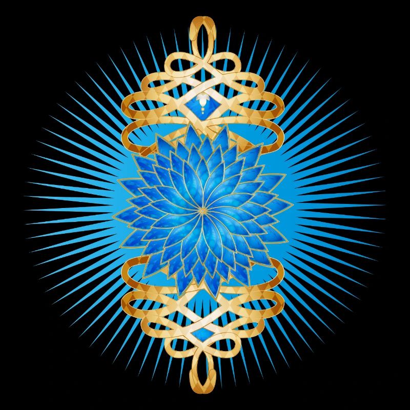 Motif de broches dorées avec bleuet bleu vif