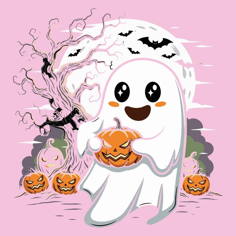Fantôme mignon avec une citrouille d'Halloween