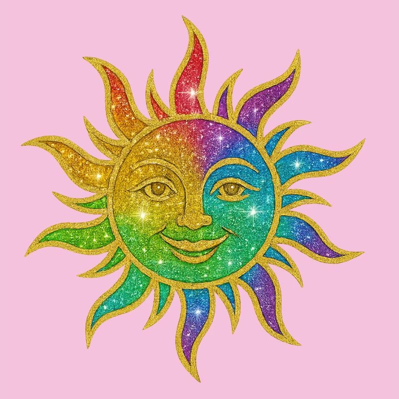 Rainbow Sun Glitter Star