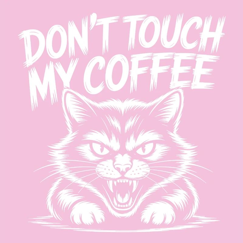 Kaffee Warnung mit wütender Katze