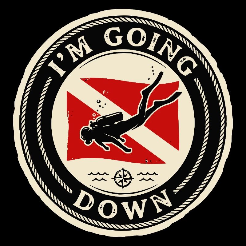 Scuba Diver Scuba Flag Going Down Retro