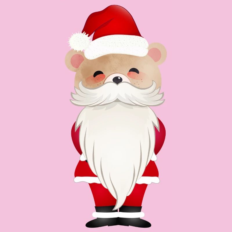 LITTLE CHRISTMAS BEAR WITH SANTA HAT AND BEARD