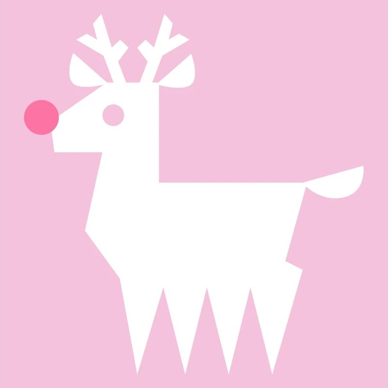 Rentier Rudolf L weiß mit neonpinker Nase