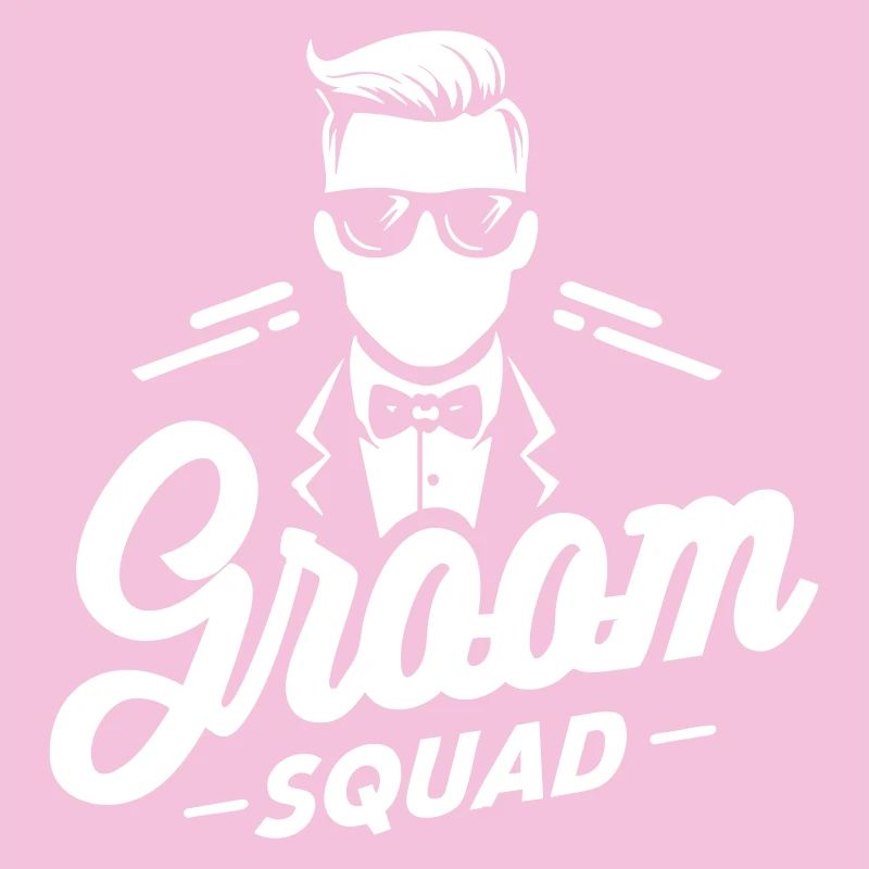 Bräutigam „Groom Squad“-Logo mit Anzug und Fliege