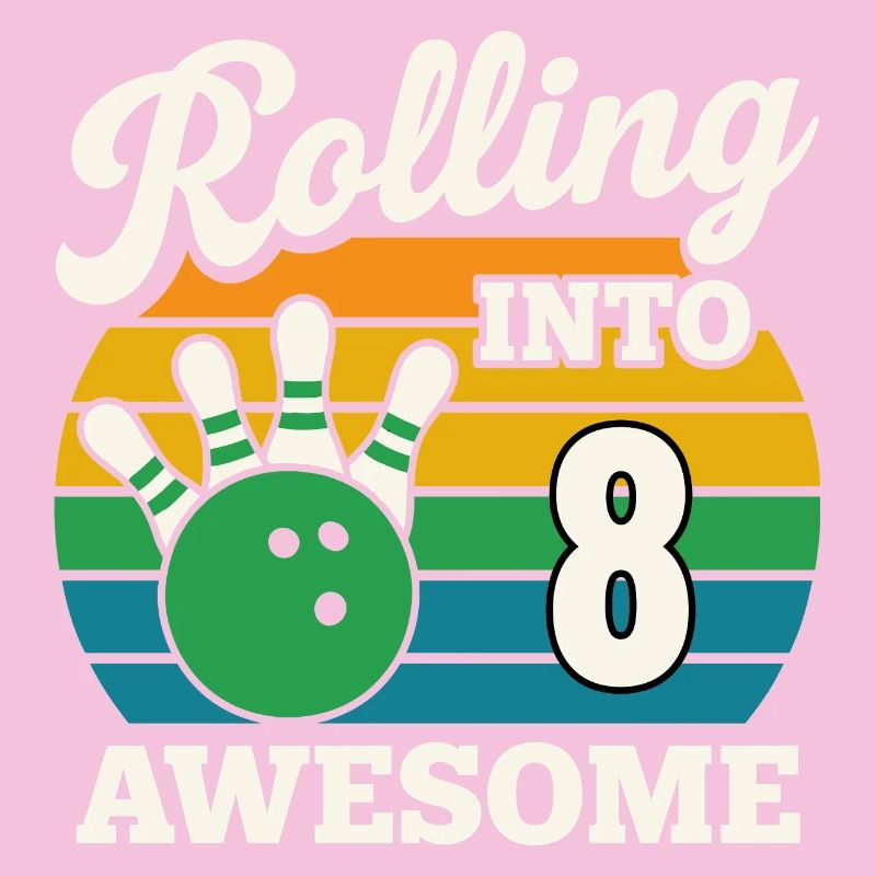 Bowling into Awesome 8th Birthday Design