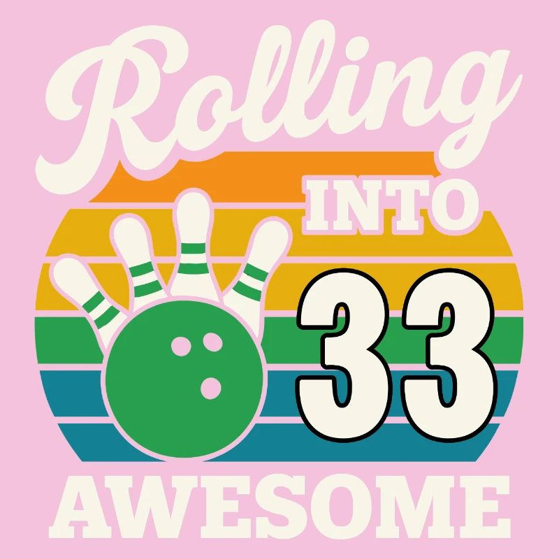 Bowling 33e anniversaire célébration graphique