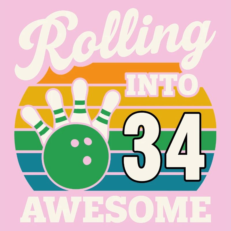 Bowling 34e anniversaire célébration graphique