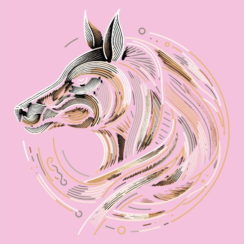Illustration circulaire de tête de cheval