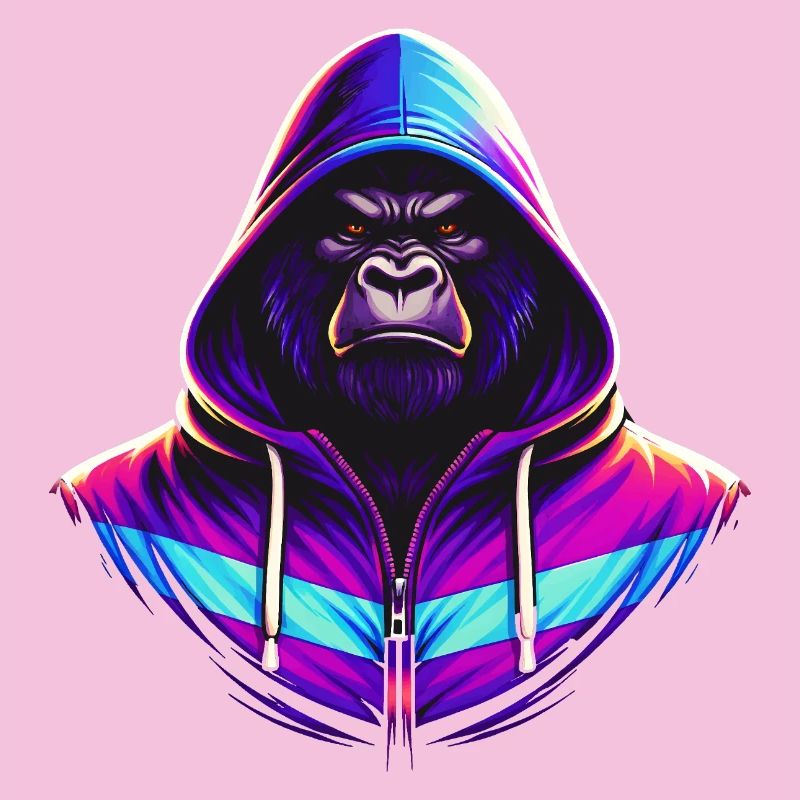 Neon Gorilla 80er Retro Stil 