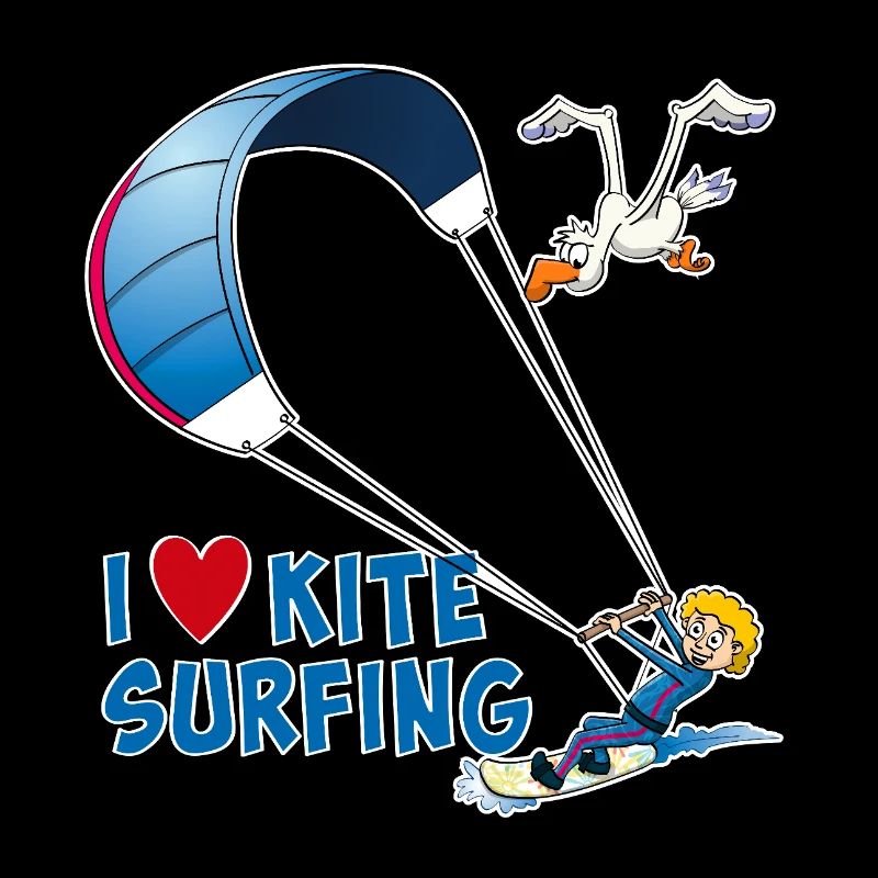 J’adore le kitesurf - dessin drôle style dessin animé