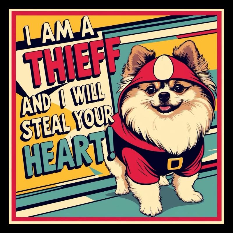 Chien de Poméranie « Je suis un voleur »