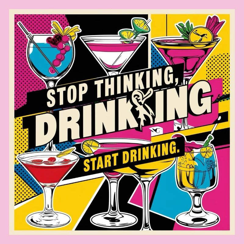 Retro Cocktails mit Humorvollen Text