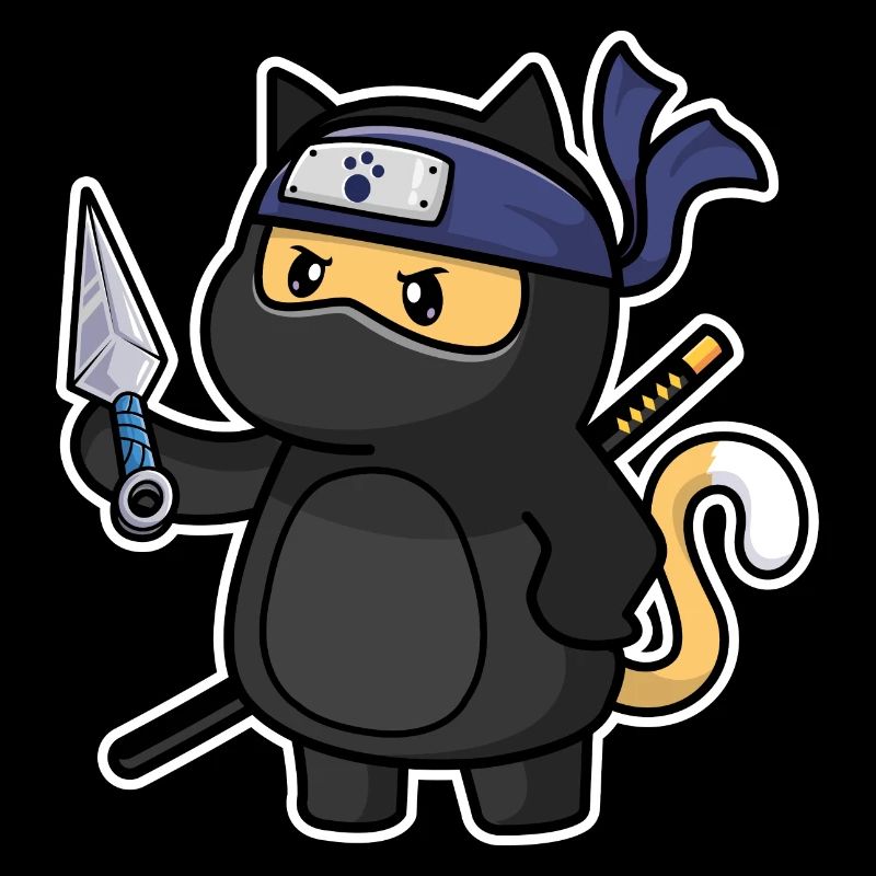 Humour Chat mignon Kawaii Chibi en Ninja Chat