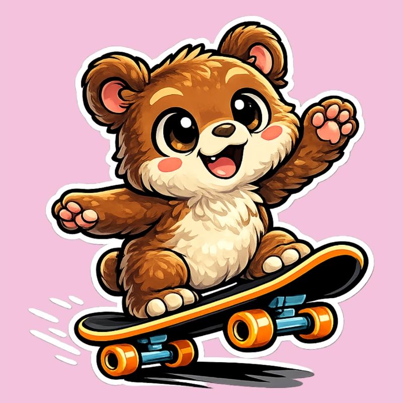 Cuddly Bear Skateboard Adventure
