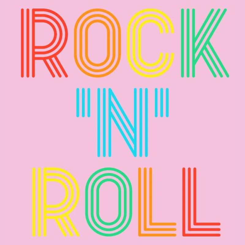 Rock'N'Roll Multicolored Retro Neon Text