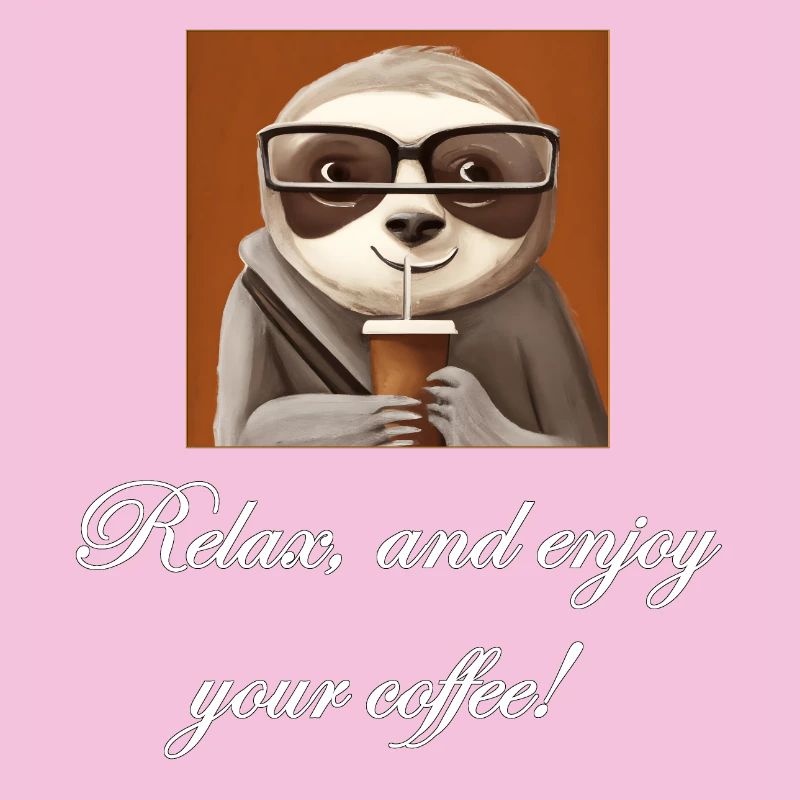 Sloth drinking coffee.