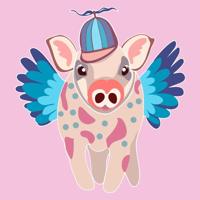 Cochon ailé pastel avec bonnet