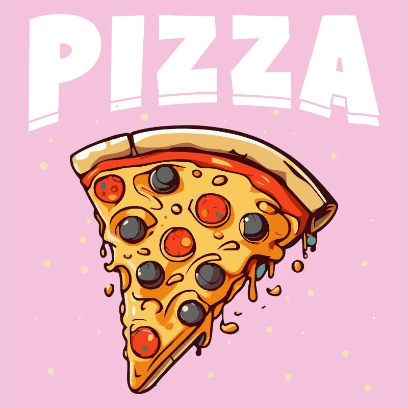 Tranche de pizza avec garnitures noires et rouges