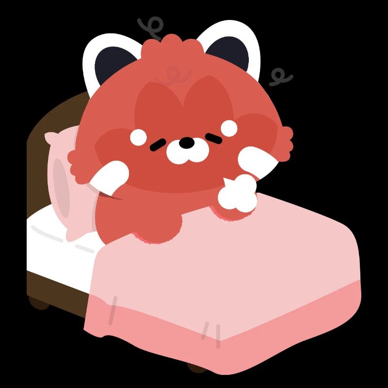 Panda roux fatigué sur le lit