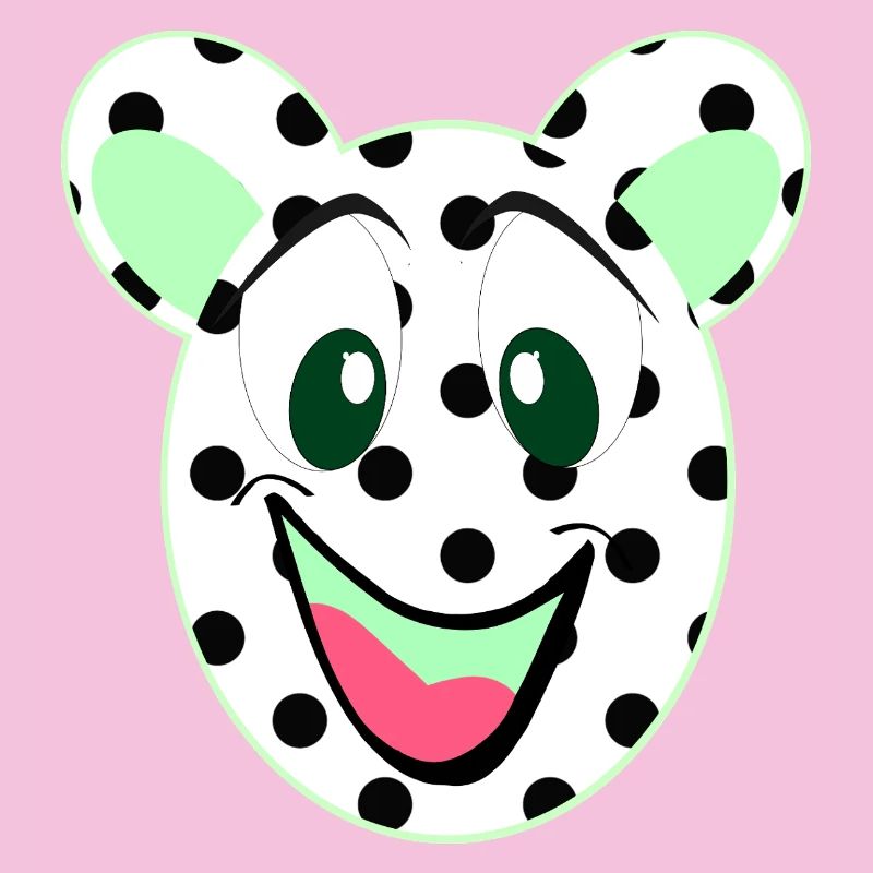 Laughing bear head with dots