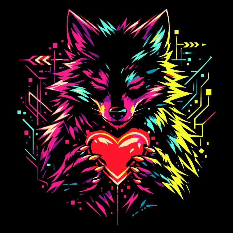 Wolf Umarmt Herz Valentinstag Geschenk