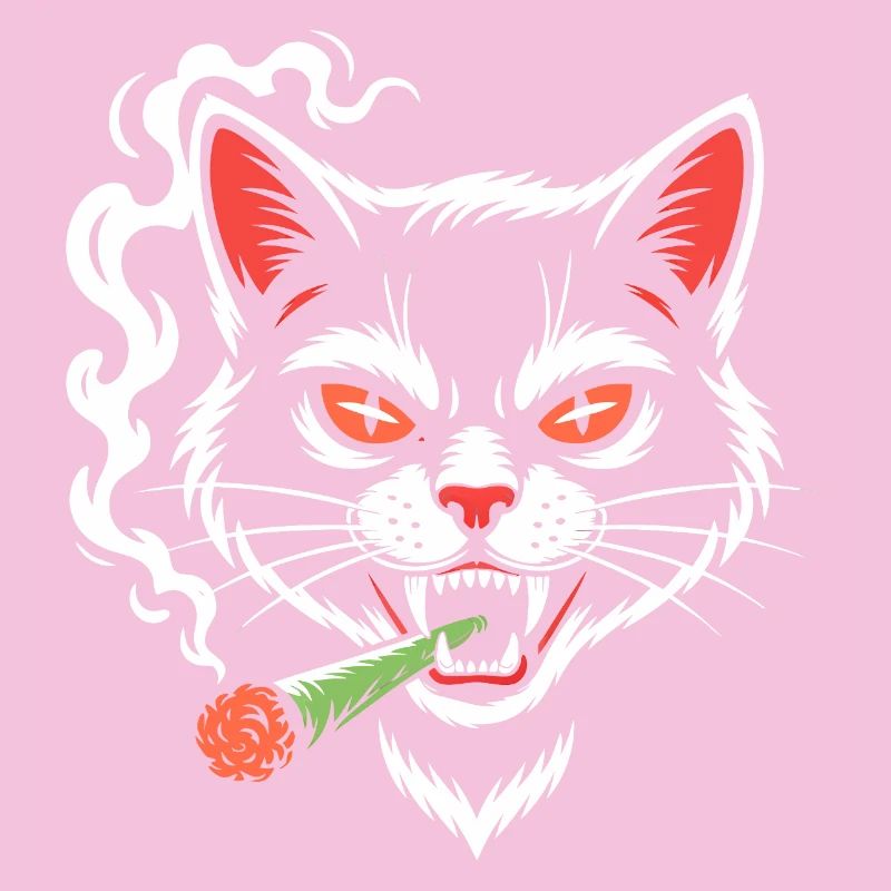 Wütige Katze mit Joint