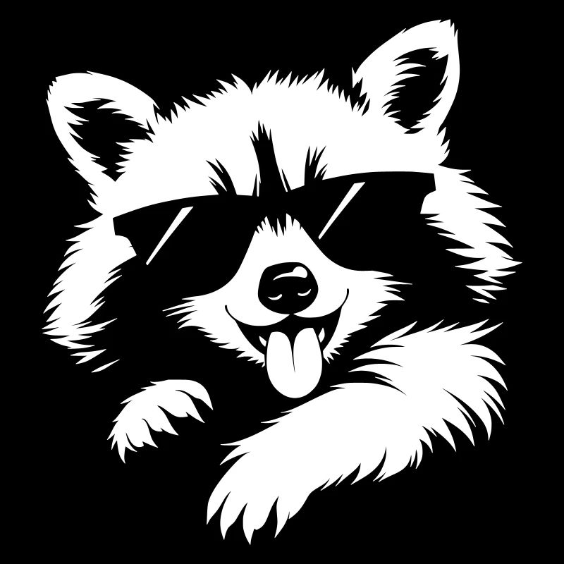 Raton laveur cool – lunettes de soleil et langue sortie