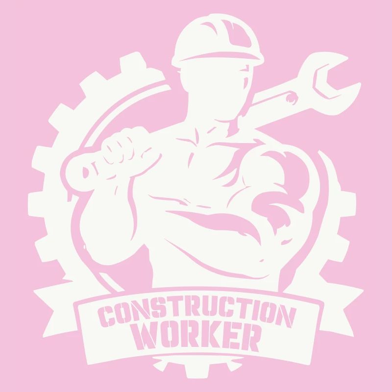 Strong construction worker with gears
