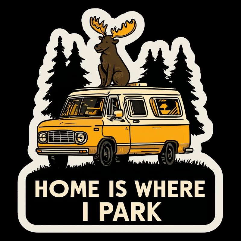 Moose Camper for Men Funny Animal Vanlife